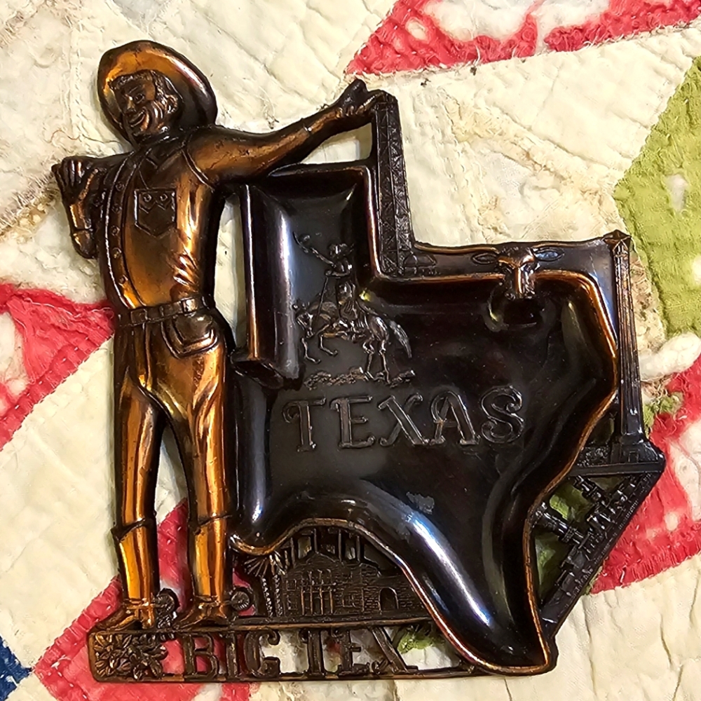 Big Tex Texas Vintage Antique Copper Ashtray Souvenir